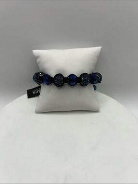 1308.‎ Cara New York Blue Beaded Bracelet 5 1/2” Plus, Adjustable Closure